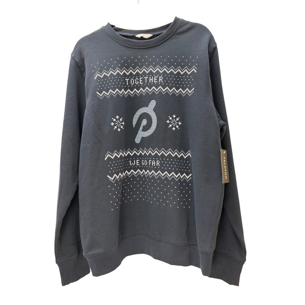Peloton Together We Go Far Holiday Fair Isle Sweatshirt Mens Medium Black